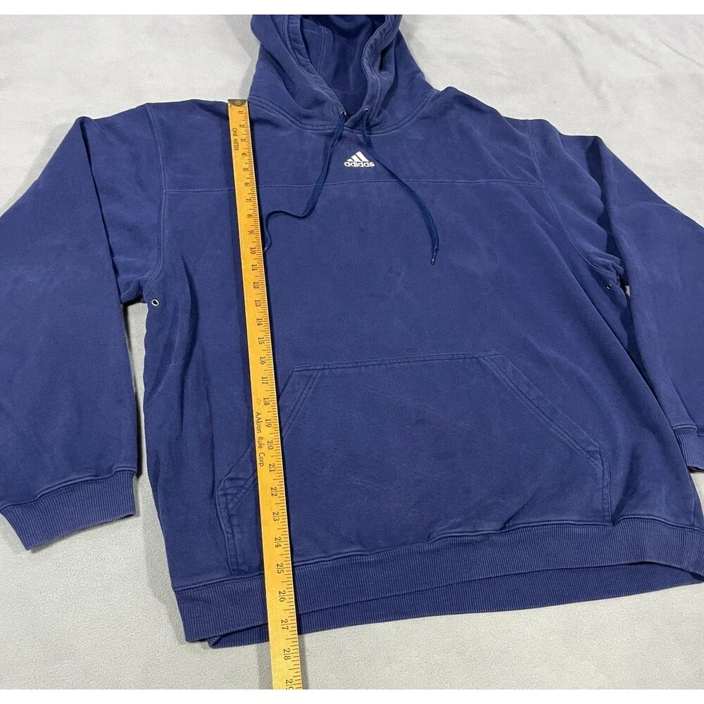 Vintage Y2K Adidas Center Logo Hoodie Men's Size Large Embroidered Pullover